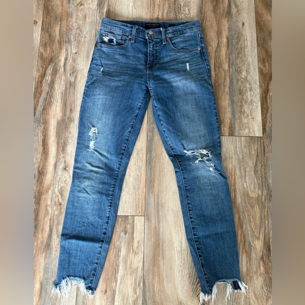 Lucky Brand skinny ankle distressed jeans